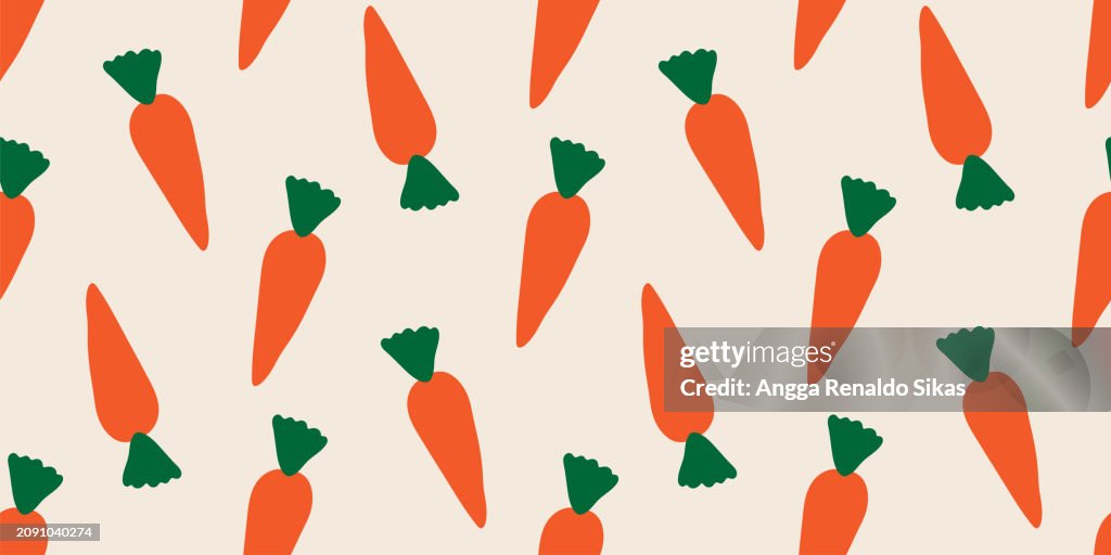 手描きのかわいいニンジンのシームレスパターン