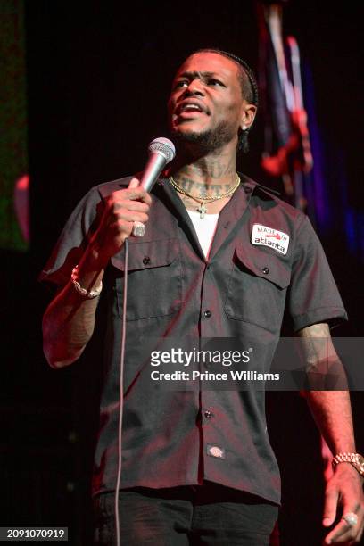 Comedian D.C. Young Fly performs Onstage during "We Them One's Comedy Tour" at State Farm Arena on March 16, 2024 in Atlanta, Georgia.