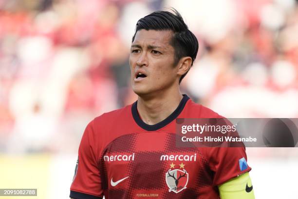 Naomichi Ueda of Kashima Antlers looks on during the J.LEAGUE MEIJI YASUDA J1 4th Sec. Match between Kashima Antlers and Kawasaki Frontale at Kashima...