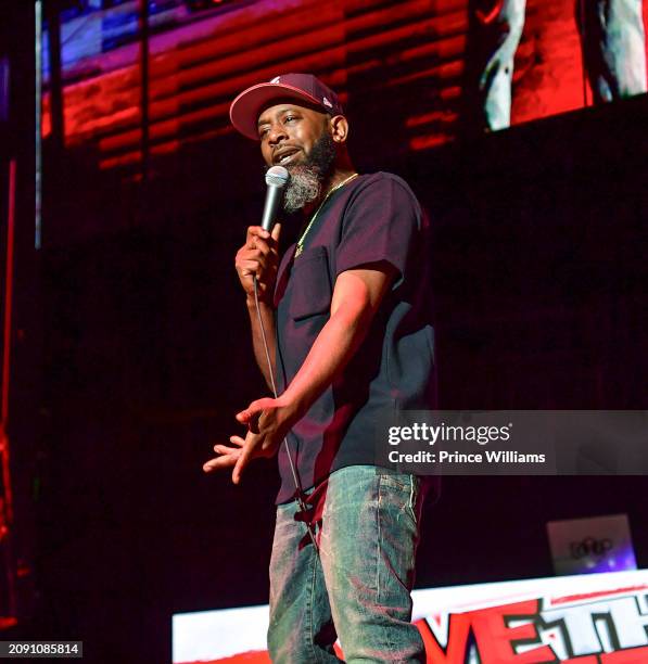 Comedian Karlous Miller performs Onstage during "We Them One's Comedy Tour" at State Farm Arena on March 16, 2024 in Atlanta, Georgia.