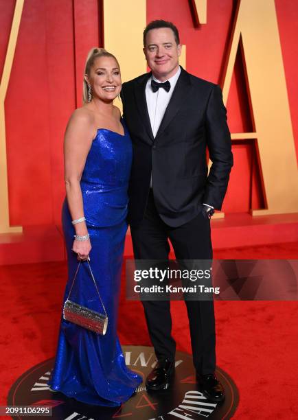 Jeanne Moore and Brendan Fraser attend the 2024 Vanity Fair Oscar Party hosted by Radhika Jones at the Wallis Annenberg Center for the Performing...
