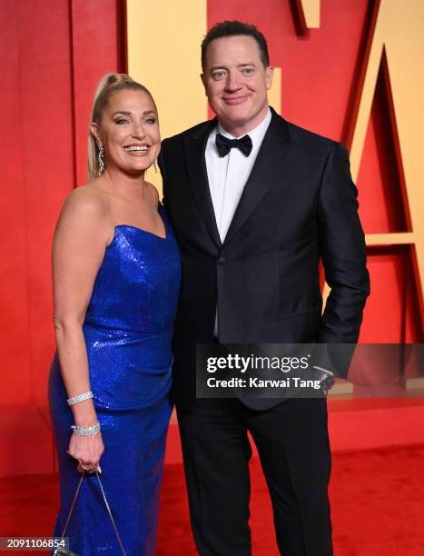 Jeanne Moore and Brendan Fraser attend the 2024 Vanity Fair Oscar Party hosted by Radhika Jones at the Wallis Annenberg Center for the Performing...