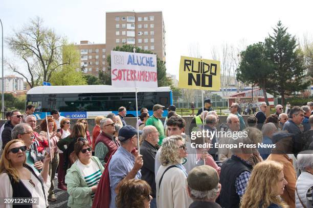Dozens of people during a demonstration by the residents of Aluche and Campamento, on 17 March, 2024 in Madrid, Spain. The neighborhood associations...