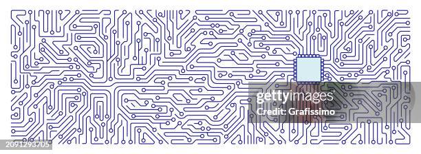 stockillustraties, clipart, cartoons en iconen met computer chip with circuit board in a rectangle - artificieel neuraal netwerk
