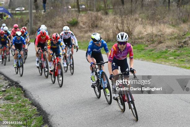 Mareille Meijering of The Netherlands and Movistar Team and Niamh Fisher-Black of New Zealand and Team SD Worx-Protime compete during the 25th Trofeo...