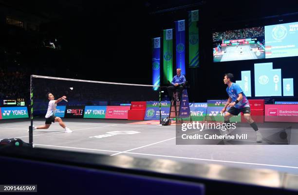 General view of the Men's Singles Final between Jonatan Christie of Indonesia and Anthony Sinisuka Ginting of Indonesia on Day Six of the Yonex All...