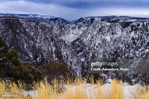 black canyon of the gunnison with fresh snow - gunnison stock pictures, royalty-free photos & images