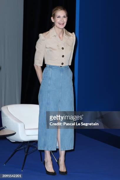 Kelly Rutherford attends a masterclass during the Series Mania Festival on March 17, 2024 in Lille, France.