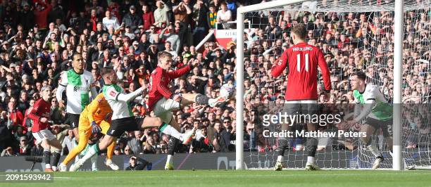 Scott McTominay of Manchester United scores their first goal during the Emirates FA Cup Quarter Final match between Manchester United and Liverpool...