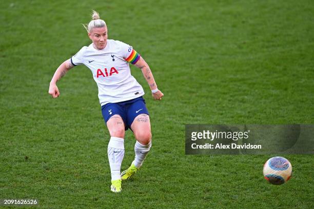 Bethany England of Tottenham Hotspur scores a goal, which is later ruled out following an offside decision, during the Barclays Women´s Super League...