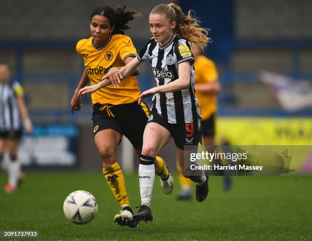 Katie Barker of Newcastle United runs with the ball during the FAWNL Northern Premier Division match between Wolverhampton Wanderers Women and...