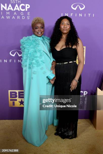 Aunjanue Ellis-Taylor and guest attend the 55th Annual NAACP Awards at Shrine Auditorium and Expo Hall on March 16, 2024 in Los Angeles, California.