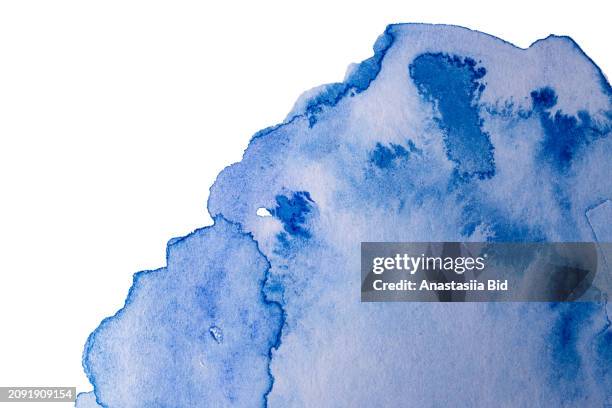 different colors of blue watercolor background,isolated on white. - acquerello foto e immagini stock
