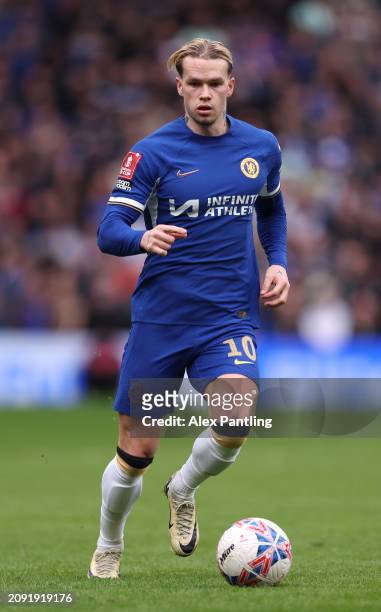 Mykhaylo Mudryk of Chelsea during the Emirates FA Cup Quarter Final between Chelsea FC v Leicester City at Stamford Bridge on March 17, 2024 in...