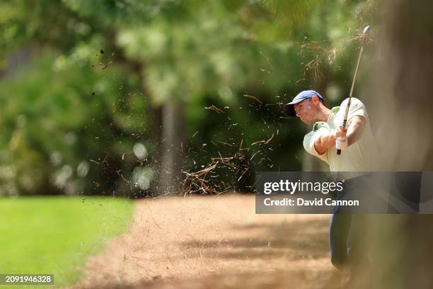 Rory McIlroy of Northern Ireland plays his second shot on the first hole during the final round of THE PLAYERS Championship at TPC Sawgrass on March...