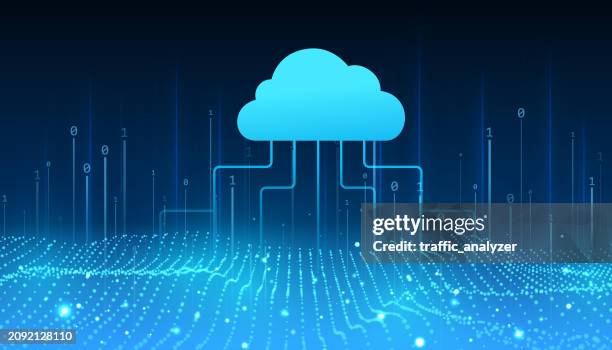 illustrazioni stock, clip art, cartoni animati e icone di tendenza di cloud - background tecnico astratto - cloud computing