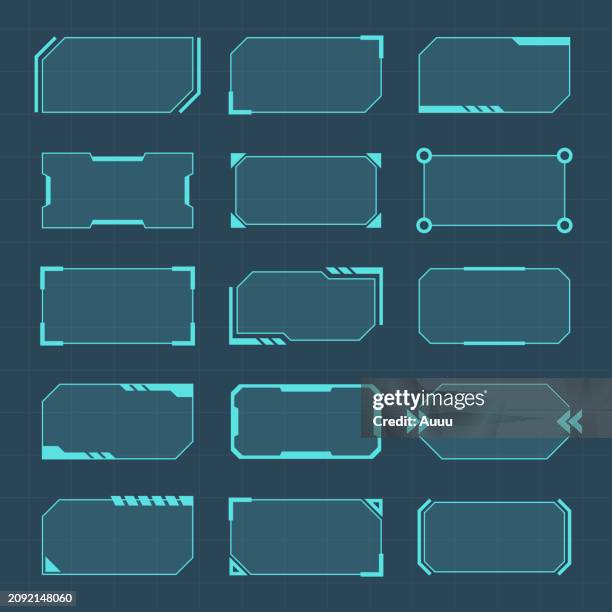 illustrations, cliparts, dessins animés et icônes de conception d’images clipart plate d’interface hud futuriste - vector-box