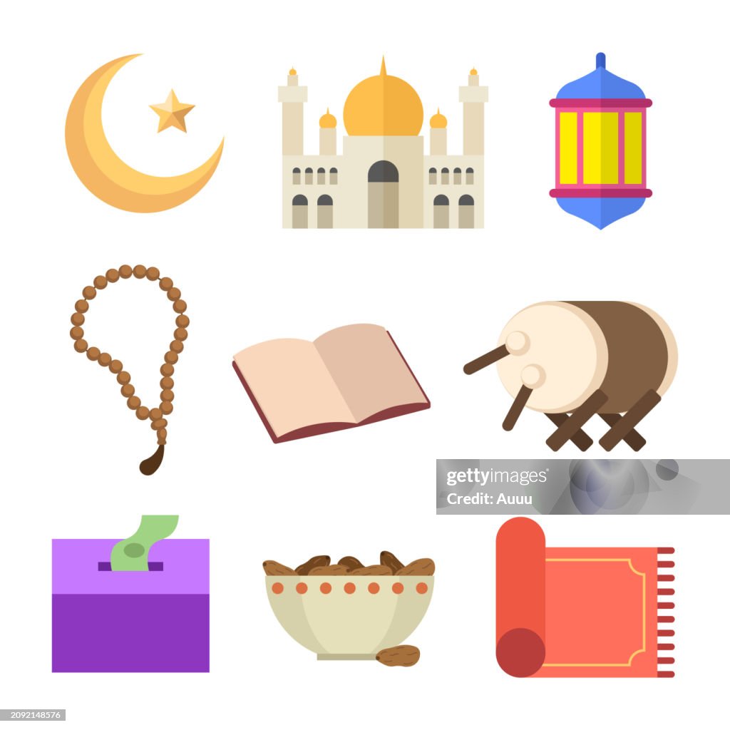 Set of Ramadan flat design