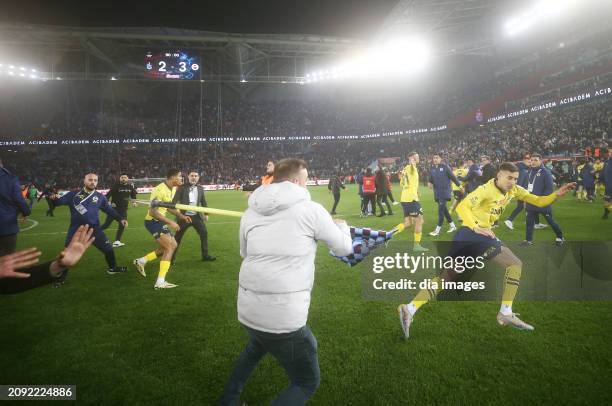 Trabzonspor fans attack football players after Fenerbahçe's win after the Super League match between Trabzonspor v Fenerbahce in Papara Park Stadium...