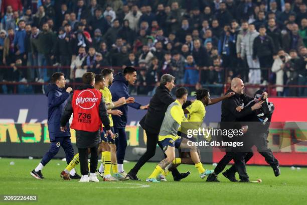 Trabzonspor fans attack football players after Fenerbahçe's win after the Super League match between Trabzonspor v Fenerbahce in Papara Park Stadium...