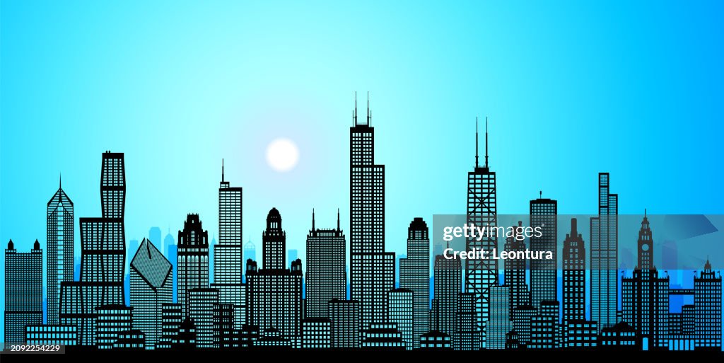 Chicago Skyline Silhouette (All Buildings Are Moveable and Complete)
