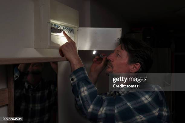 electricity problem - circuit breaker box - power cut stock pictures, royalty-free photos & images