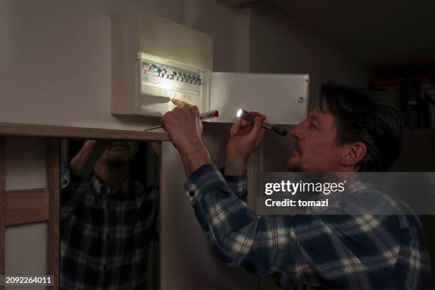 electricity problem - circuit breaker box - electric shock stock pictures, royalty-free photos & images