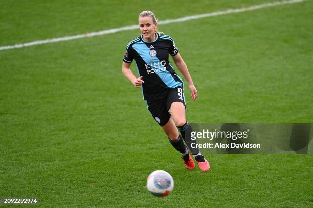 Lena Petermann of Leicester City runs during the Barclays Women´s Super League match between Tottenham Hotspur and Leicester City at Brisbane Road on...