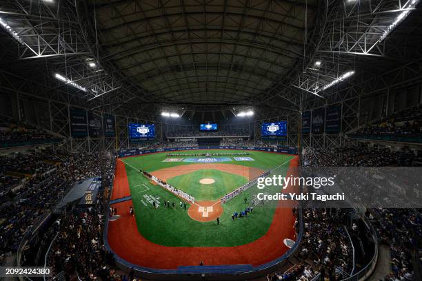 General view of Gocheok Sky Dome during pregame ceremonies prior to the 2024 Seoul Series game between the Los Angeles Dodgers and the San Diego...