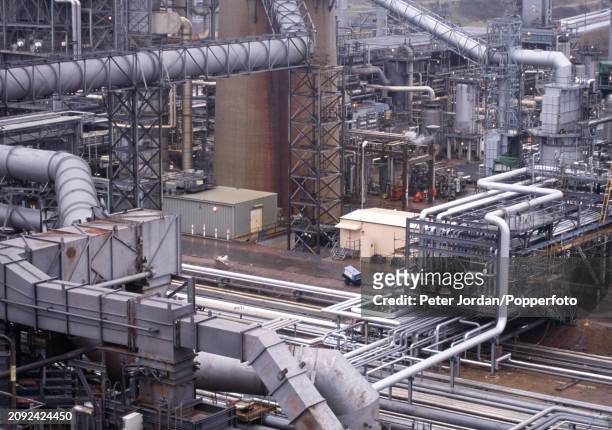 The Texaco oil refinery at Rhoscrowther, Pembrokeshire, circa 1993.