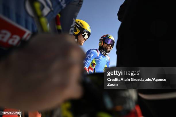 Matthieu Bailet of Team France at the start during the Audi FIS Alpine Ski World Cup Finals Men's and Women's Downhill Training on March 20, 2024 in...