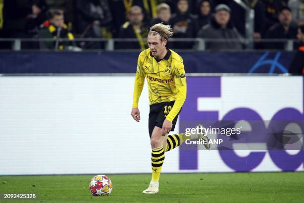 Julian Brandt of Borussia Dortmund during the UEFA Champions League last 16 match between Borussia Dortmund and PSV Eindhoven at Signal Iduna Park on...