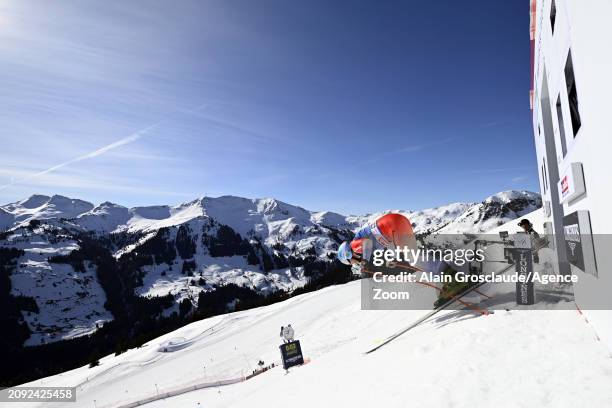 Stefan Rogentin of Team Switzerland at the start during the Audi FIS Alpine Ski World Cup Finals Men's and Women's Downhill Training on March 20,...