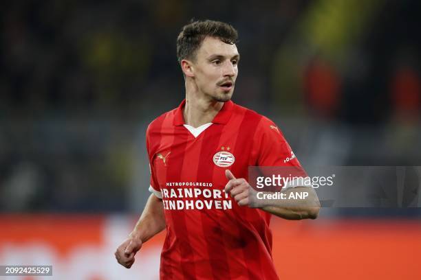 Olivier Boscagli of PSV Eindhoven during the UEFA Champions League last 16 match between Borussia Dortmund and PSV Eindhoven at Signal Iduna Park on...
