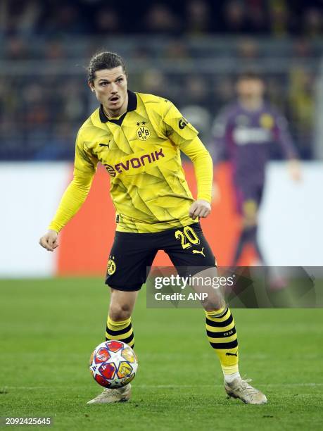 Marcel Sabitzer of Borussia Dortmund during the UEFA Champions League last 16 match between Borussia Dortmund and PSV Eindhoven at Signal Iduna Park...