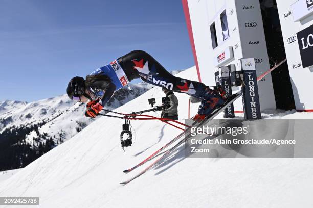 Jacqueline Wiles of Team United States at the start during the Audi FIS Alpine Ski World Cup Finals Men's and Women's Downhill Training on March 20,...