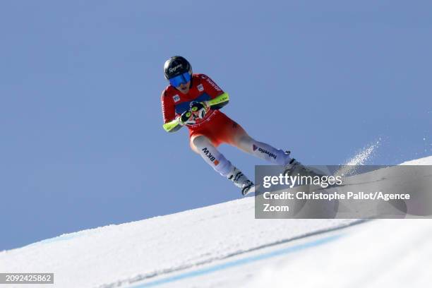 Lara Gut-behrami of Team Switzerland in action during the Audi FIS Alpine Ski World Cup Finals Men's and Women's Downhill Training on March 20, 2024...