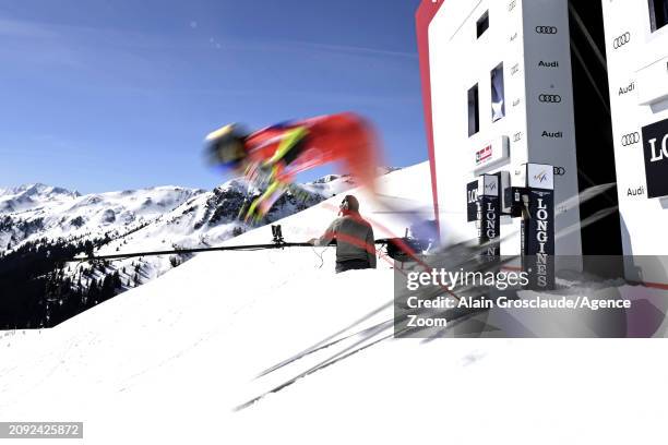 Lara Gut-behrami of Team Switzerland at the start during the Audi FIS Alpine Ski World Cup Finals Men's and Women's Downhill Training on March 20,...