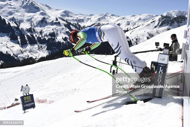 Kira Weidle of Team Germany at the start during the Audi FIS Alpine Ski World Cup Finals Men's and Women's Downhill Training on March 20, 2024 in...