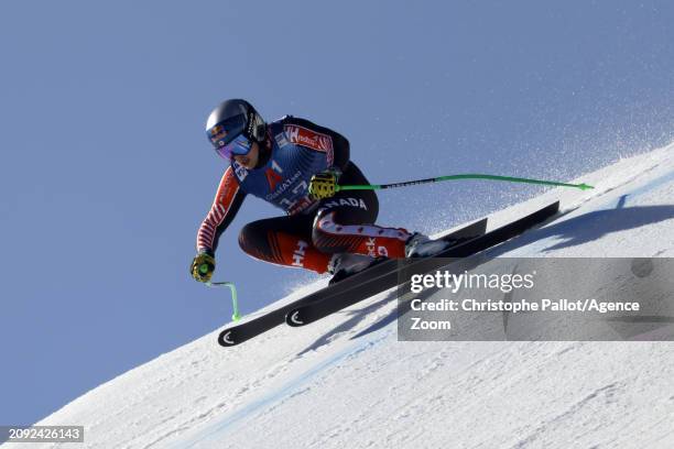 James Crawford of Team Canada in action during the Audi FIS Alpine Ski World Cup Finals Men's and Women's Downhill Training on March 20, 2024 in...