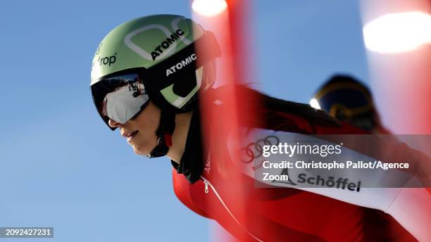 Mirjam Puchner of Team Austria inspects the course during the Audi FIS Alpine Ski World Cup Finals Men's and Women's Downhill Training on March 20,...