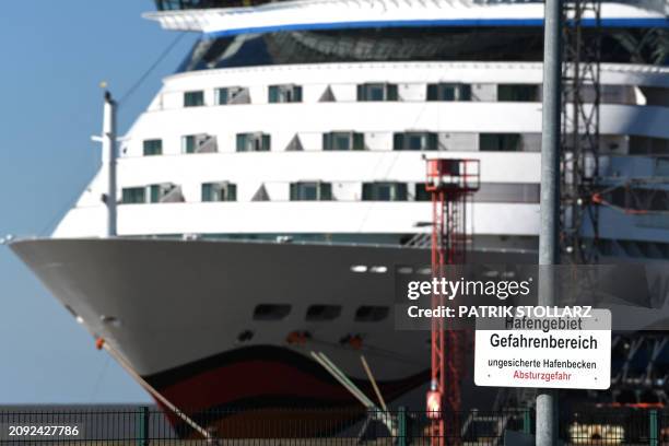 The Aidamar cruise ship of the German cruise company Aida is docked at Bremerhaven harbor in Bremerhaven, northern Germany, on March 22, 2020 after...