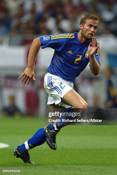 June 2: Olof Mellberg of Sweden running during the FIFA World Cup Finals 2002 Group F match between England and Sweden at Saitama Stadium on June 2,...