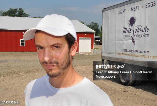 Milk Thistle Farm owner Dante Hesse outside his new bottling operation in Stuyvesant Thursday July 21, 2011.