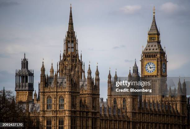 The Houses of Parliament in London, UK, on Wednesday, March 20, 2024. UK Prime Minister Rishi Sunak is hoping the Bank of England can begin cutting...