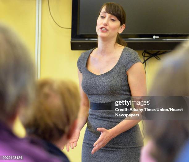 Opera Saratoga mezzo soprano Jennifer Panara performs for seniors at the Westview Senior Center Wednesday Oct. 29 in Albany, NY. The event coincided...