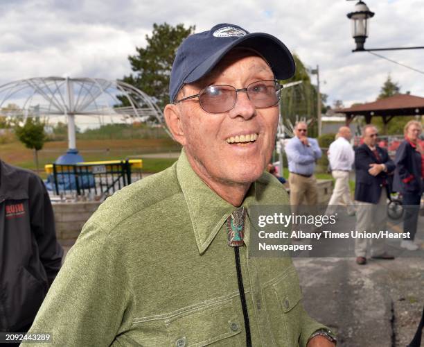 Hoffman's Playland founder Bill Hoffman smiles during the announcement that the amusement park will move to property adjacent to Huck Finn's...