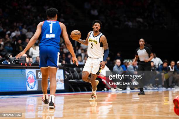 Elfrid Payton of the Indiana Mad Ants handles the ball against the Long Island Nets on March 20, 2024 at Nassau Coliseum in Uniondale, New York. NOTE...