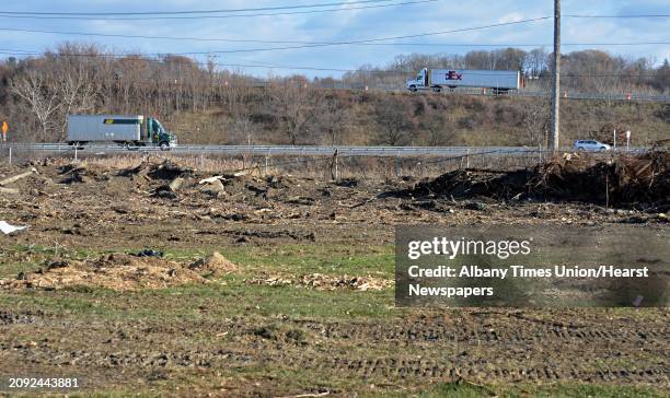 Ground is cleared along Route 787 near Huck Finn's Warehouse for the relocation of Hoffman's Playland Friday Nov. 21 in Albany, NY.