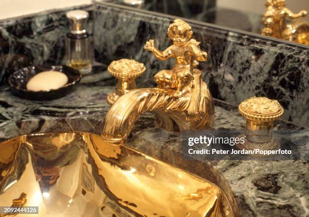 The gold taps and sink at the home of of Italian entrepreneur and international businessman Riccardo Mazzucchelli , the former husband of Ivana Trump...